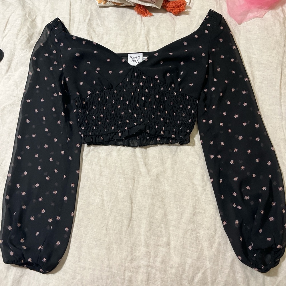 Princess Polly Black Floral Blouse